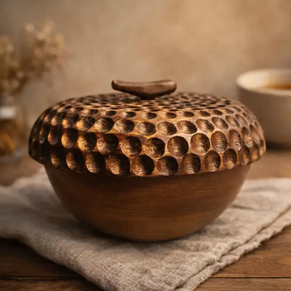 شکلات خوری درب دار سایز 14 (طرح بلوط)