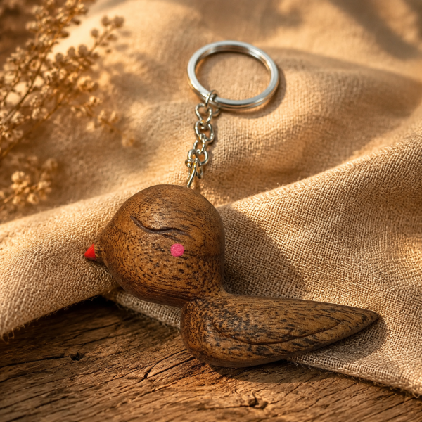 سرکلیدی چوبی دست ساز پرنده کله گنده