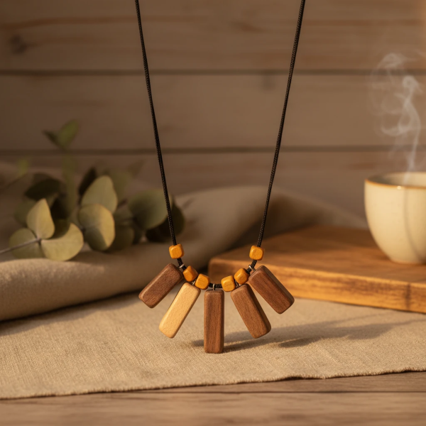 گردنبند چوبی با هنردست خلاقانه پرکار (متنوع)